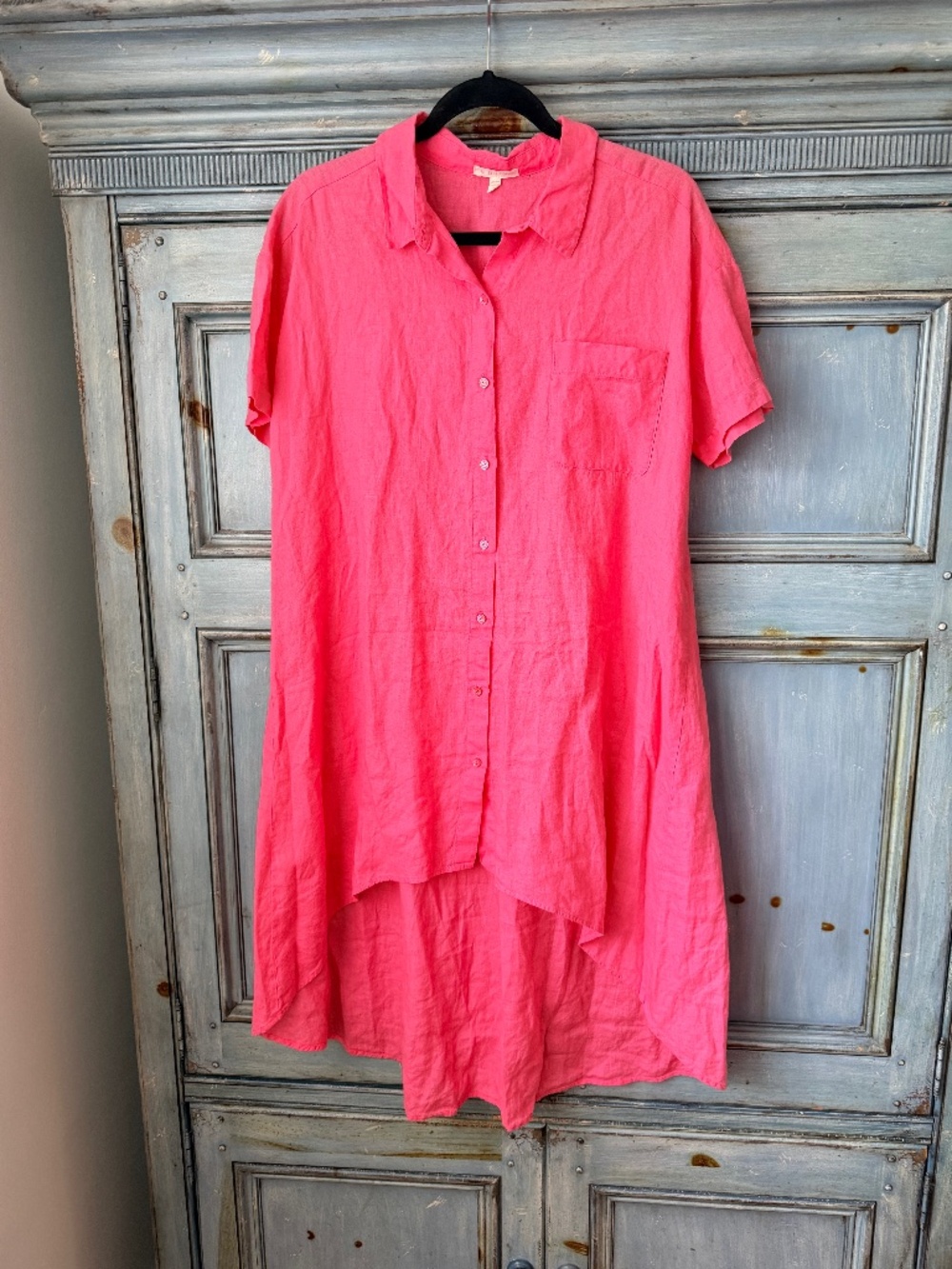 Eileen Fisher Handkerchief Linen Shirt Dress in Pink Size S